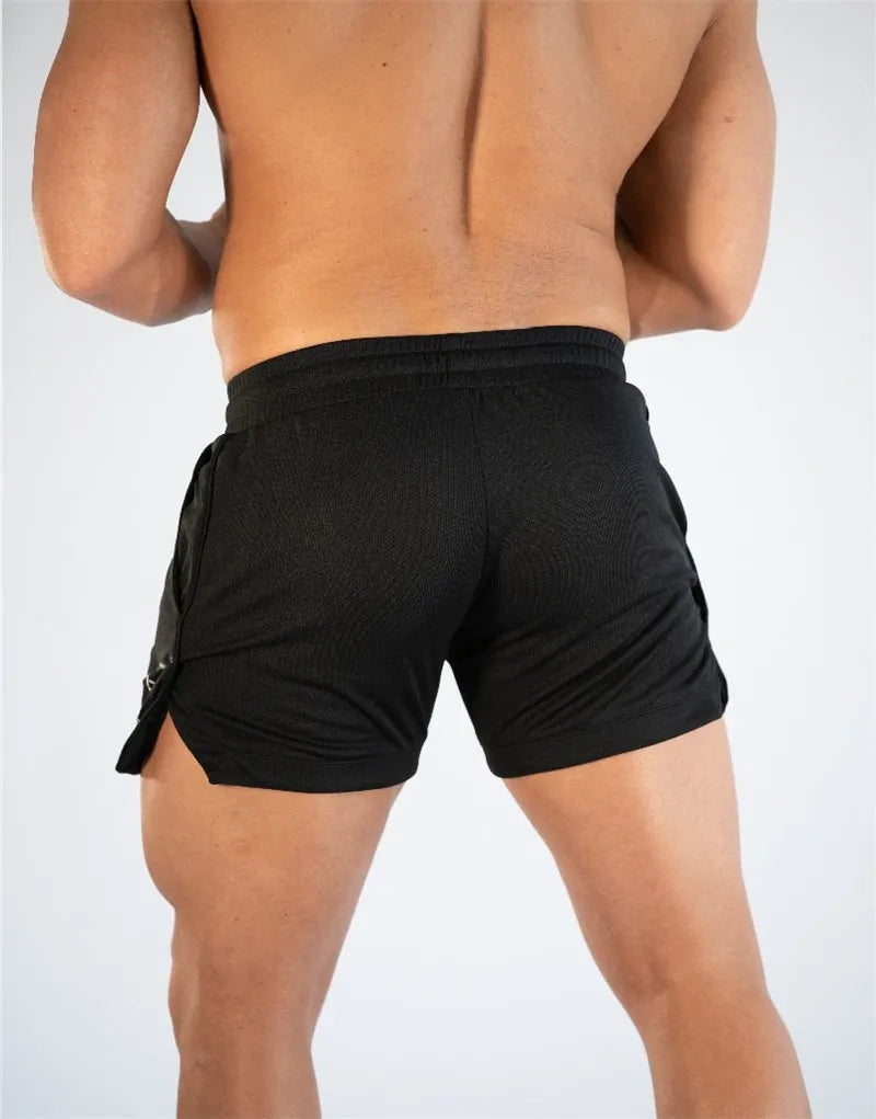 Mens Gym Training Shorts Men Sports Casual Clothing Fitness Workout Running Grid quick-drying compression Shorts Athletics