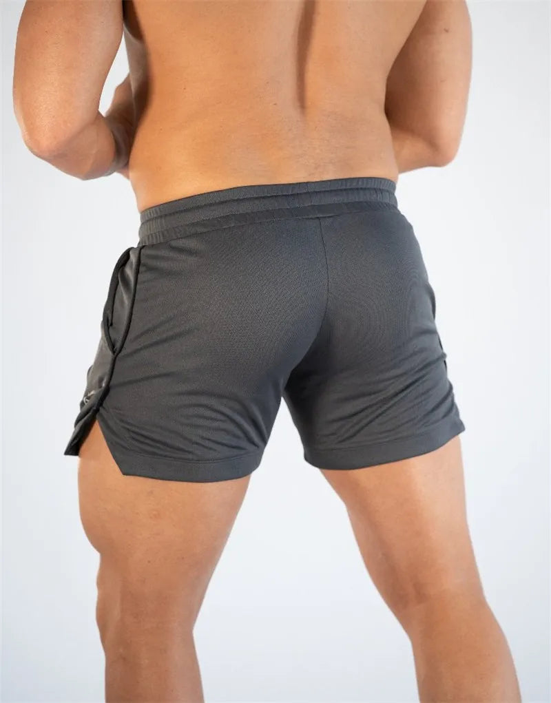 Mens Gym Training Shorts Men Sports Casual Clothing Fitness Workout Running Grid quick-drying compression Shorts Athletics