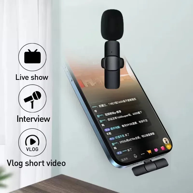 Wireless Lavalier Microphone | Portable Audio Recording for iPhone, Android | Live Broadcast Gaming