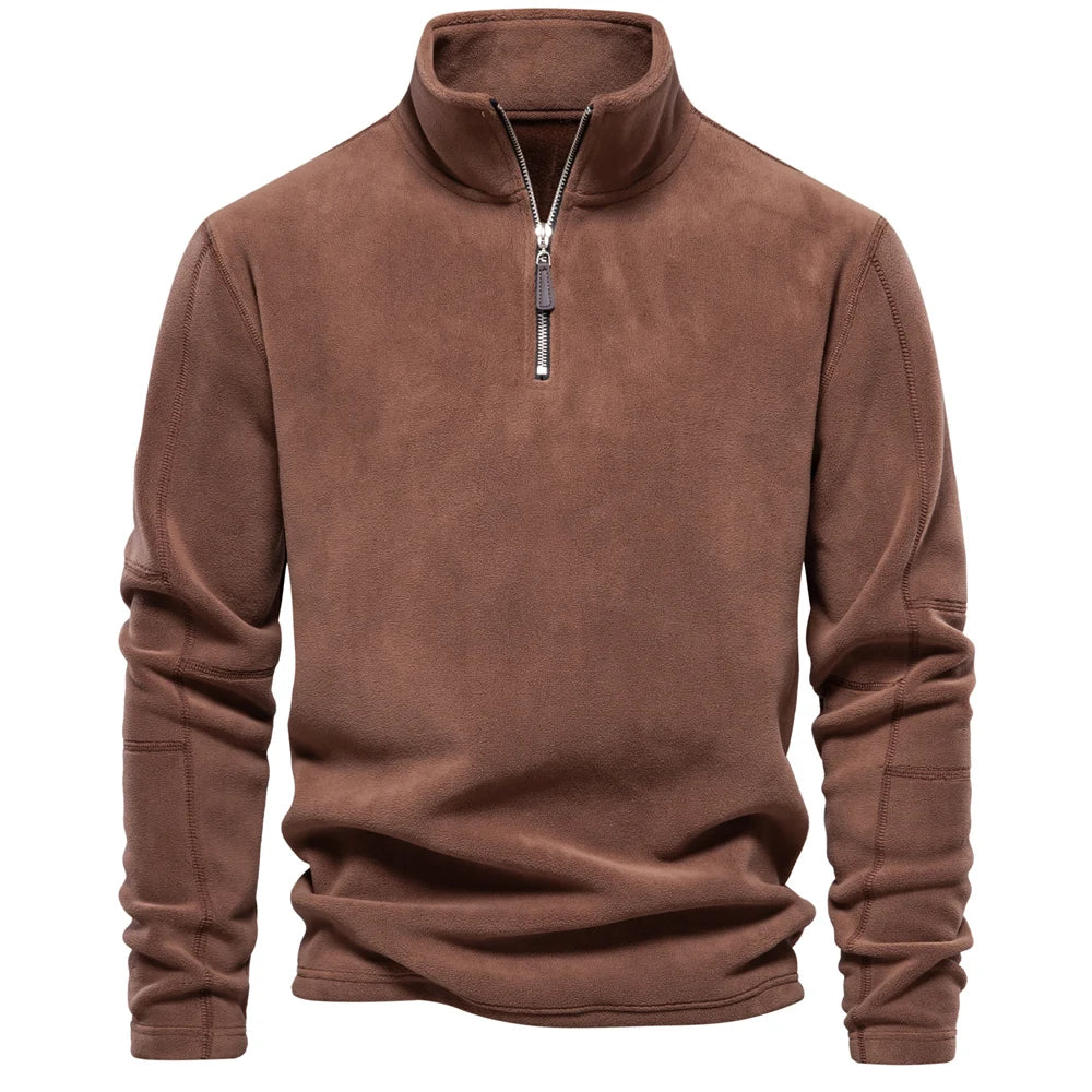 Men’s Fleece Jacket – Thick Warm Softshell Pullover Sweatshirt with Zipper Neck, Casual Winter Jacket