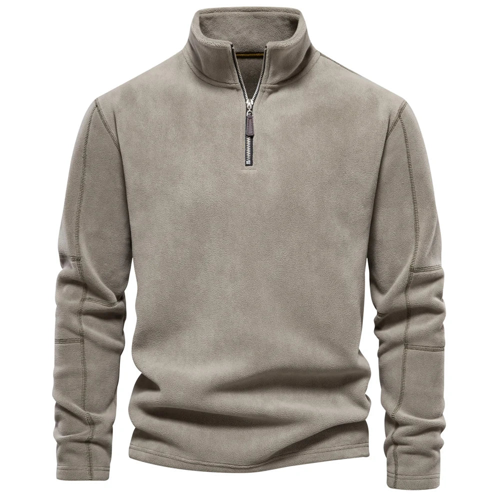 Men’s Fleece Jacket – Thick Warm Softshell Pullover Sweatshirt with Zipper Neck, Casual Winter Jacket
