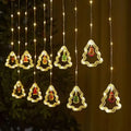 Christmas LED Curtain Lights with Santa Snowman Reindeer Tree Star,8 Modes USB Powered with Remote Control,Warm White Home Decor