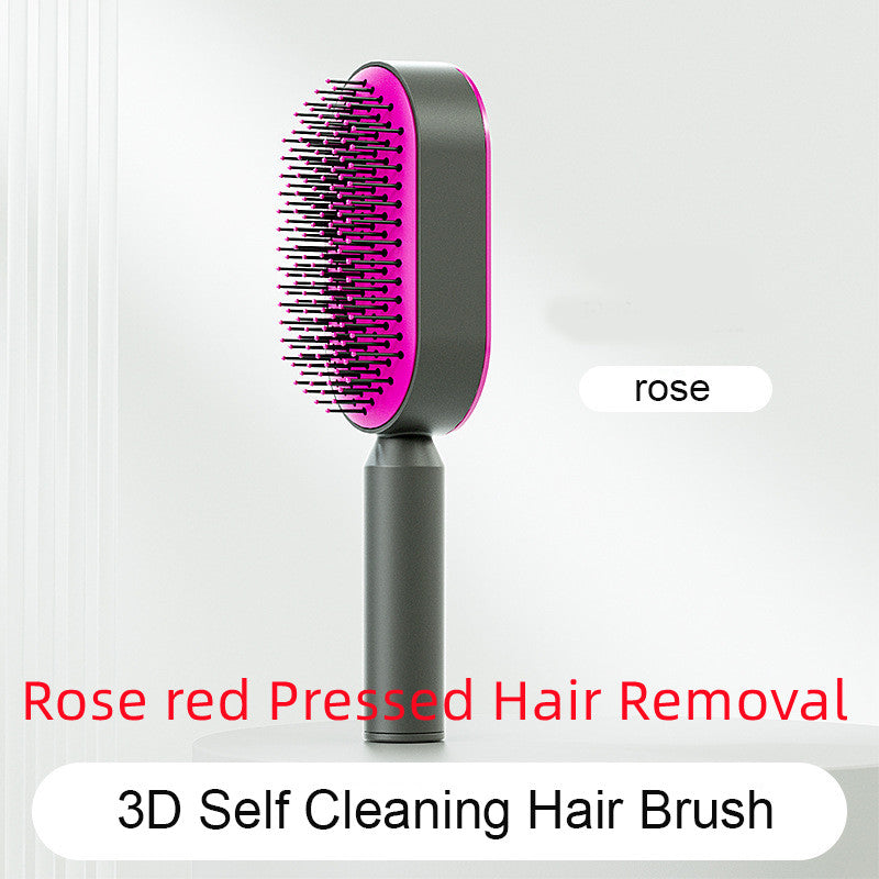 Self-Cleaning Hair Brush for Women – One-Click Hair Removal Air Cushion Scalp Massage Comb, Anti-Static Detangling Brush